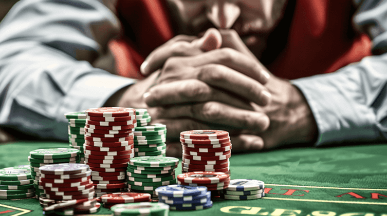 Roulette table with playing chips on it