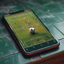 Mobile phone with football ball
